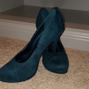 Faux suede heels